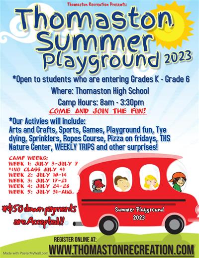 Thomaston Recreation Department: Summer Playground 2023